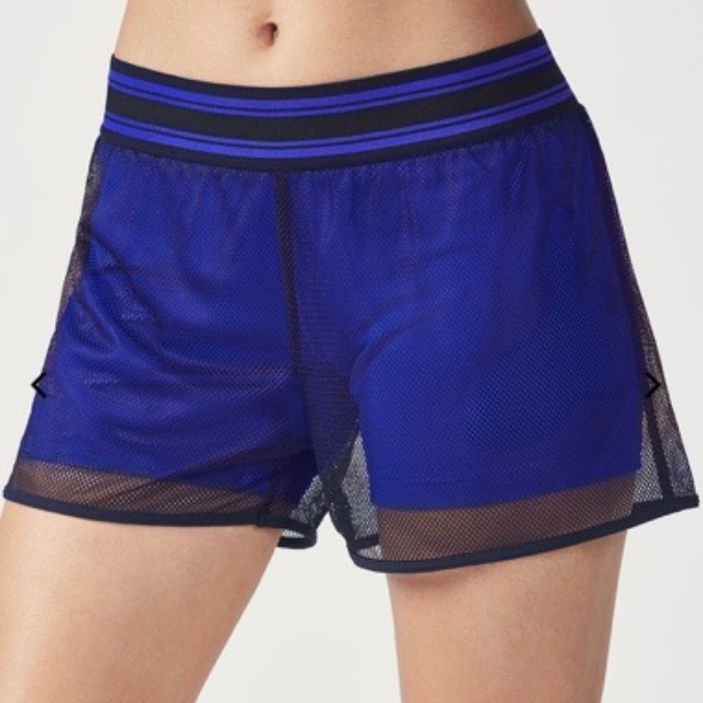 Fabletics Blue & Mesh Cedes Running Shorts